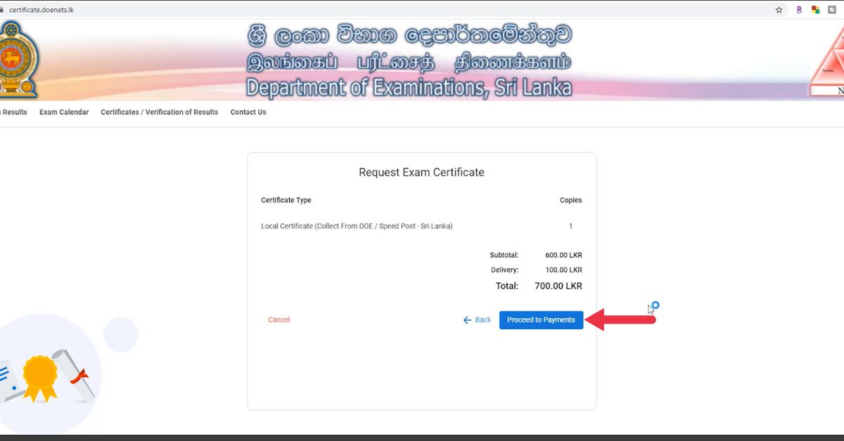 Request Examination Certificates Online Step‑by‑Step Guide - doenets.lk 10 10