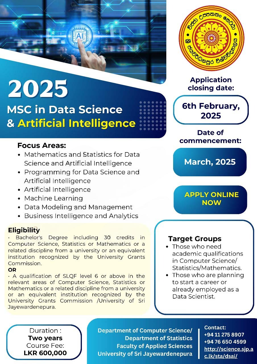 Master of Science (MSc) in Data Science and Artificial Intelligence (AI)