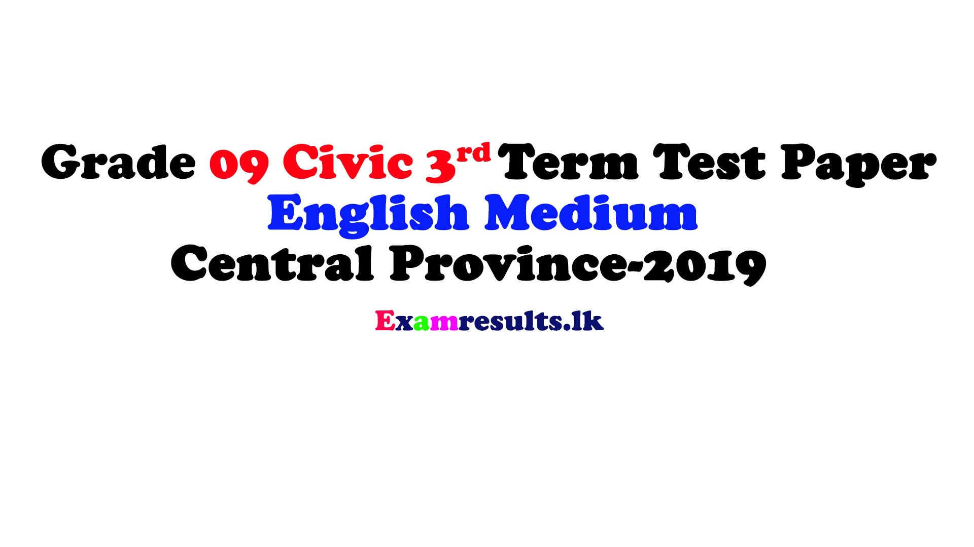 Grade 09 Civic Third Term Test Paper English Medium Download With Marking Central Province 2019