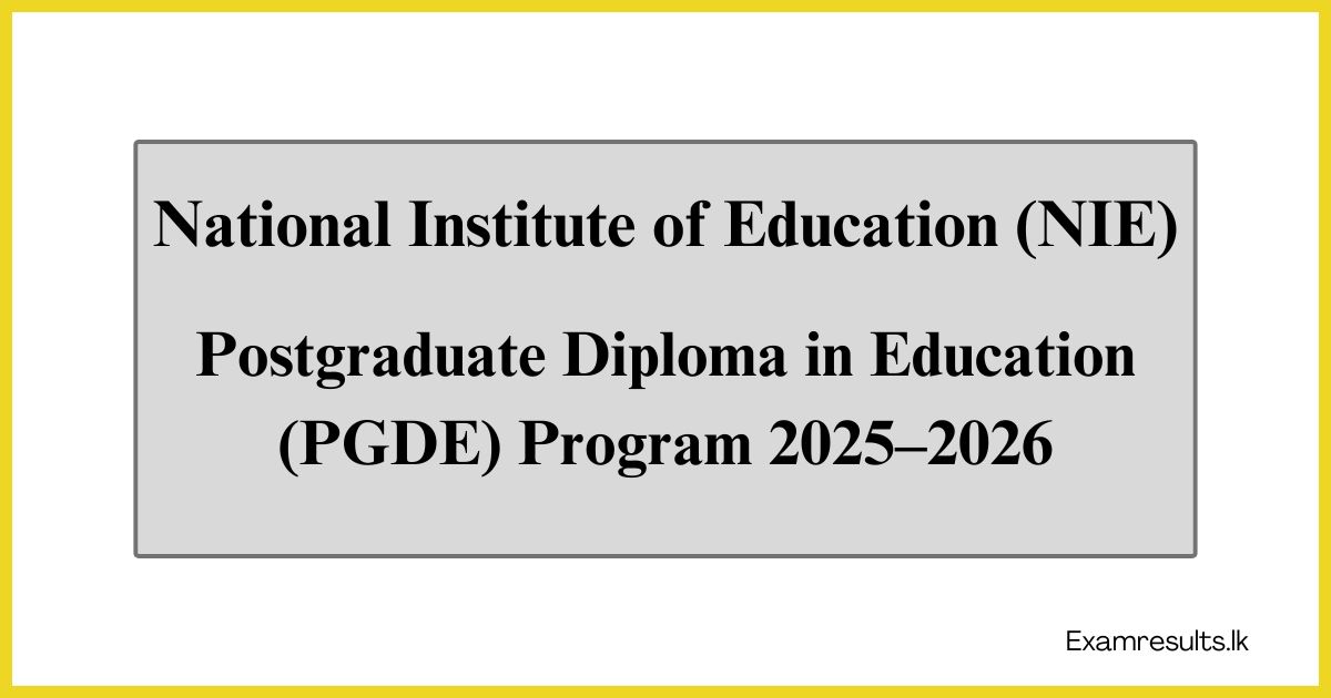 Postgraduate Diploma in Education (PGDE) Program 2025–2026