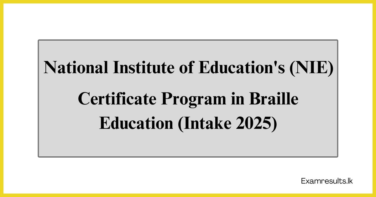 Certificate Program in Braille Education (Intake 2025)