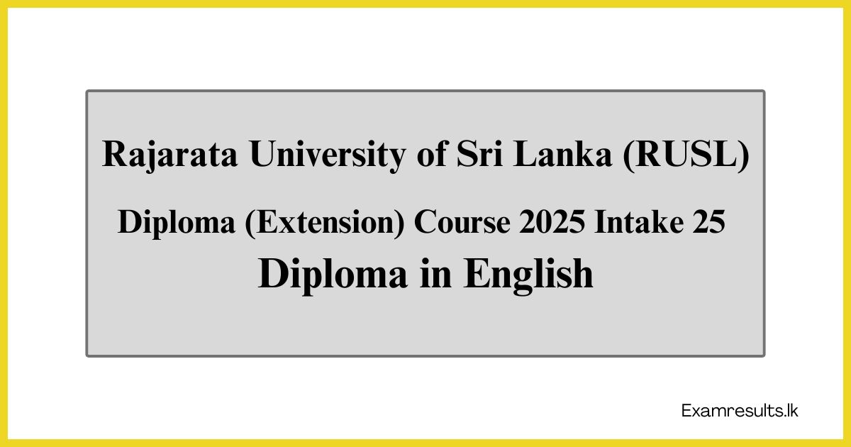 Diploma (Extension) Course 2025 Intake 25 Diploma in English