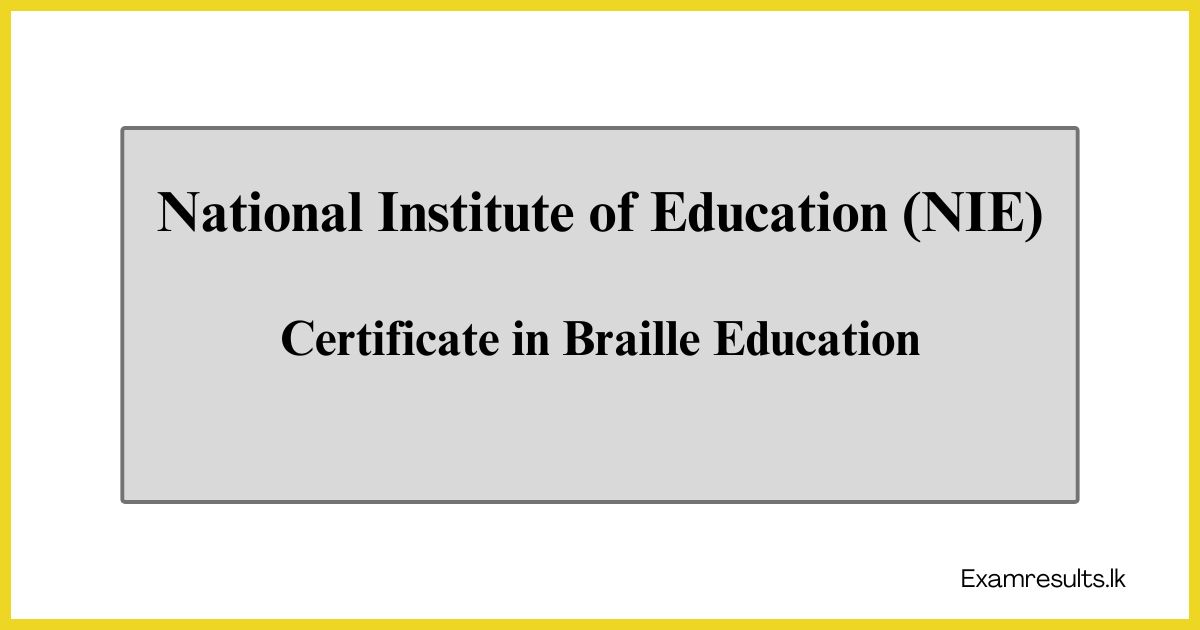 Certificate in Braille Education