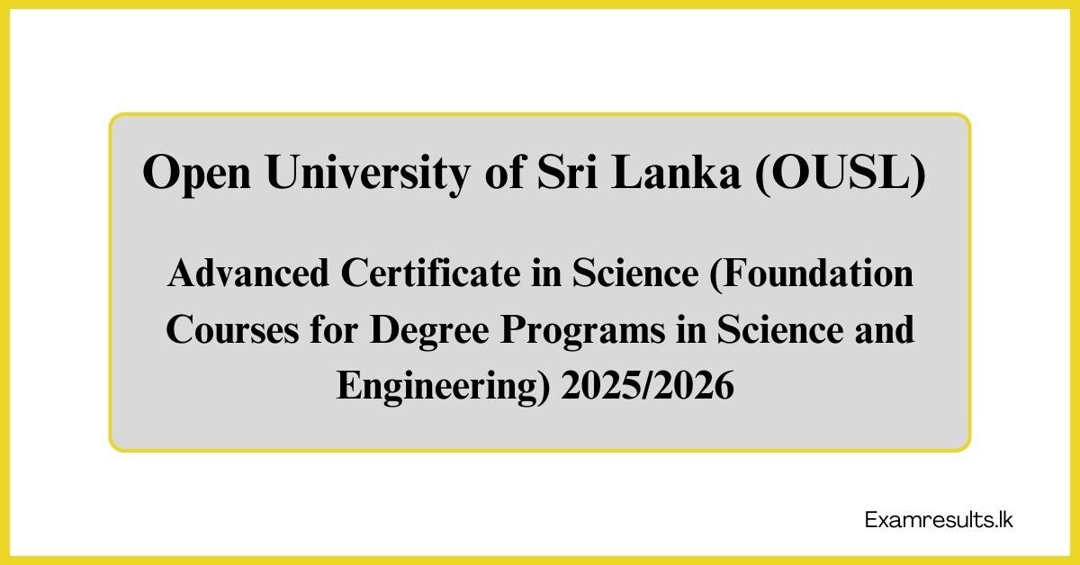 Advanced Certificate in Science (Foundation  Courses for Degree Programs in Science and Engineering) 2025/2026