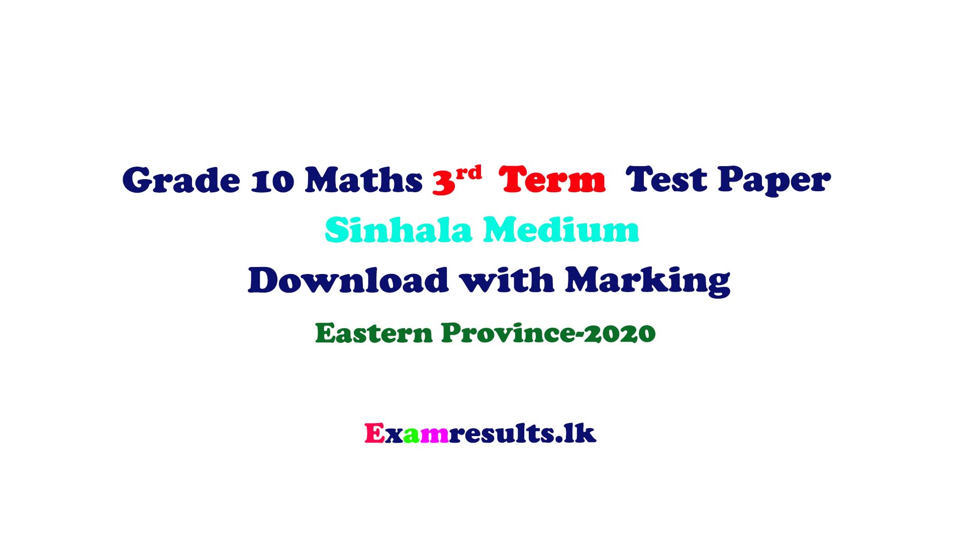 Grade 10 Maths Third Term Test Papers Sinhala Medium Download with ...