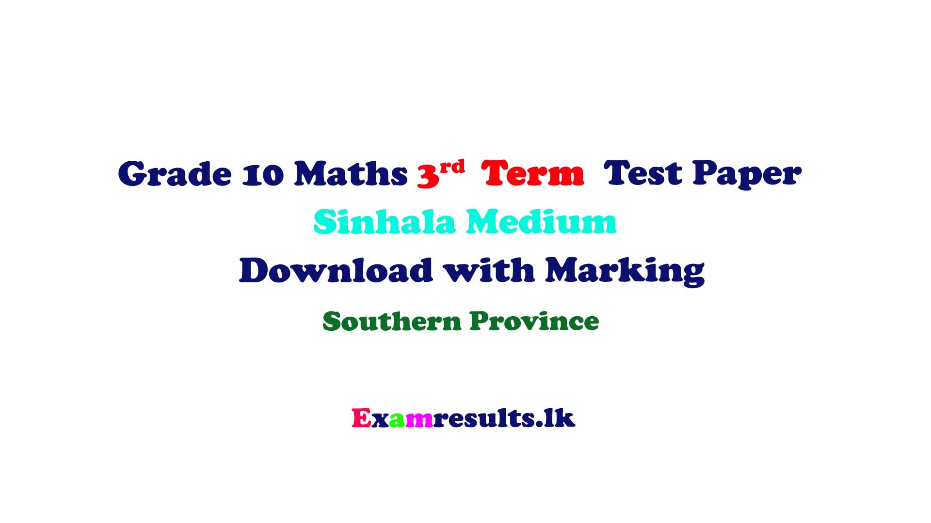 Grade 10 Maths Third Term Test Papers Sinhala Medium Download with ...