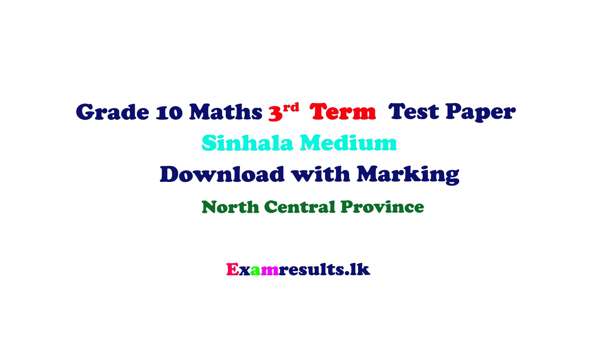 Grade 10 Maths Third Term Test Paper Sinhala Medium Download with ...