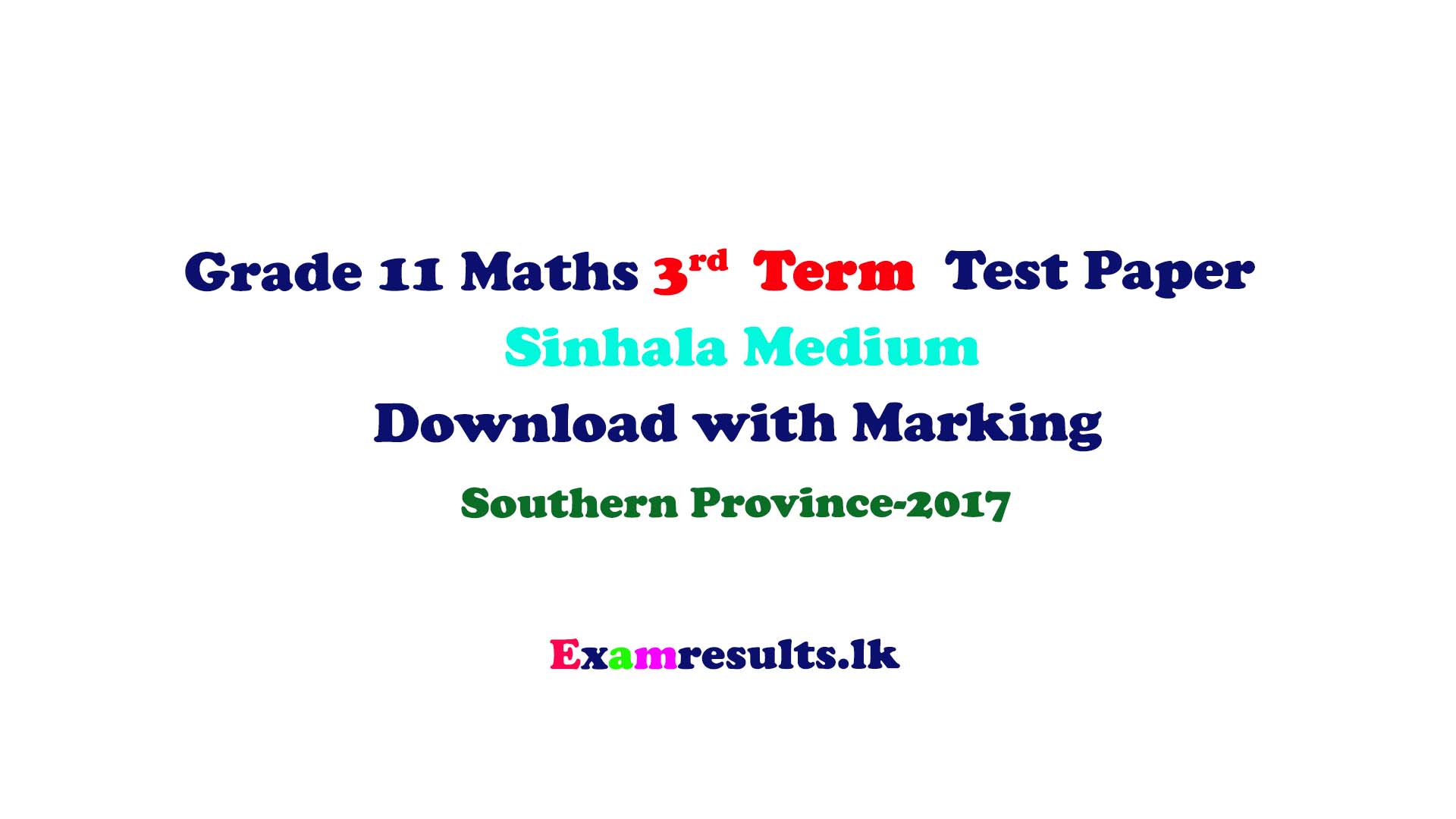 Grade 11 Maths Third Term Test Papers Sinhala Medium Download With ...