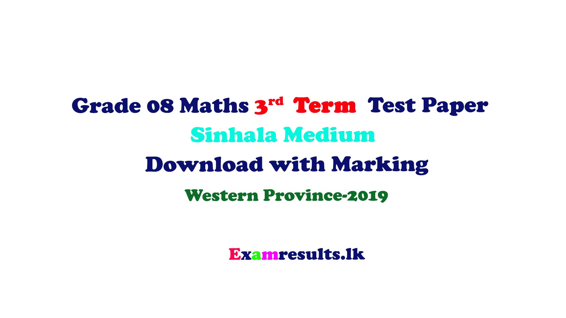 Grade 08 Maths Third Term Test Paper Sinhala Medium Download with ...